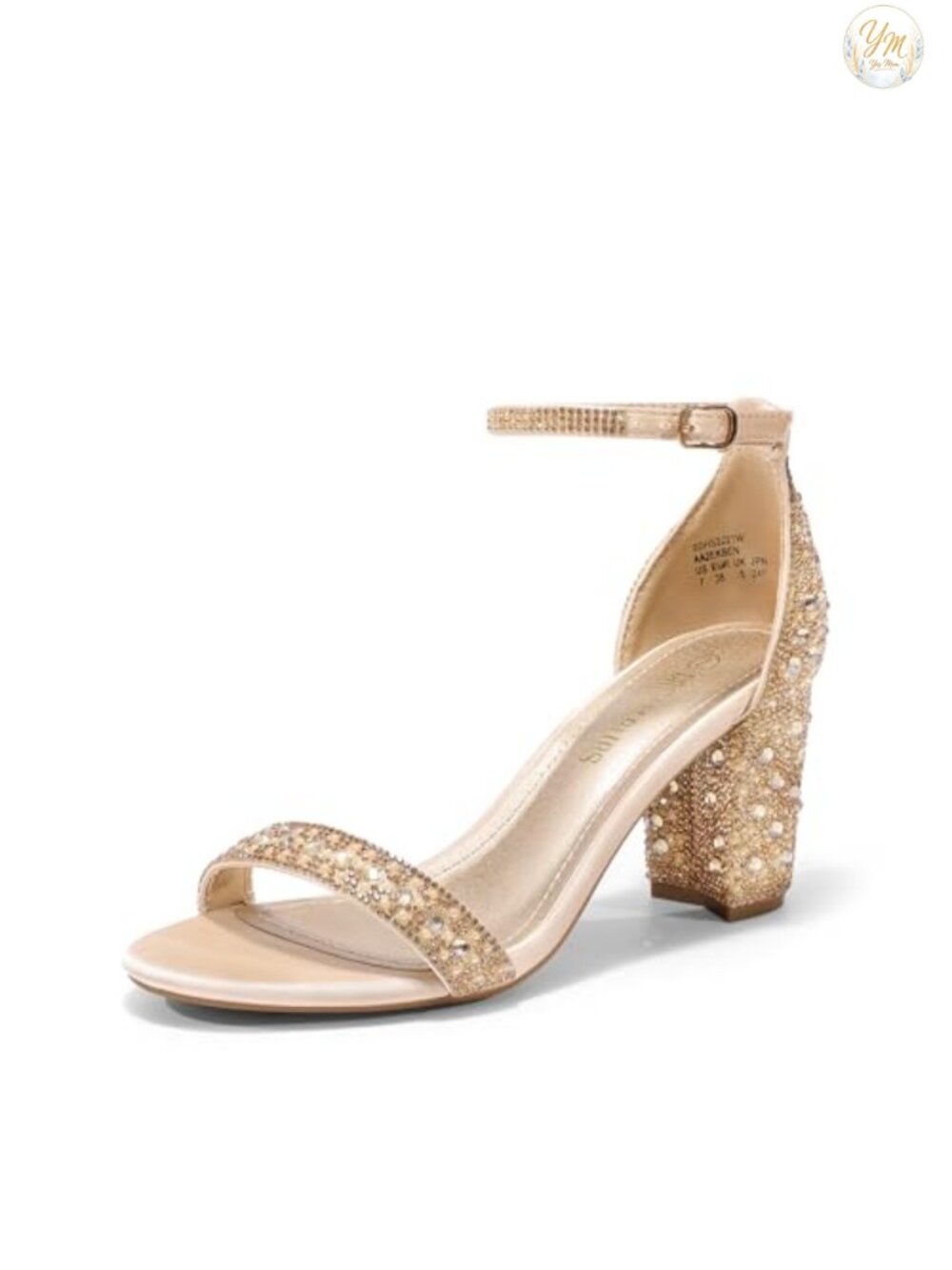 Chunky Block Heel Sandals with Rhinestones for Wedding Guest